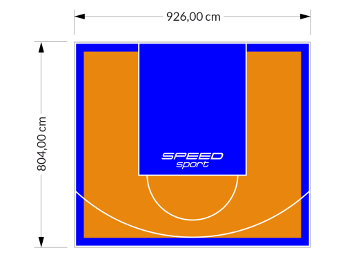 75M2/804X926CM POMARAŃCZOWO-NIEBIESKIE BOISKO DO KOSZYKÓWKI SPEEDSPORT HEXA POWER PRO