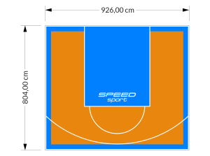 75M2/804X926CM POMARAŃCZOWO-BŁĘKITNE BOISKO DO KOSZYKÓWKI SPEEDSPORT HEXA POWER PRO