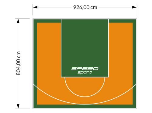 75M2/804X926CM POMARAŃCZOWO-ZIELONE BOISKO DO KOSZYKÓWKI SPEEDSPORT HEXA POWER PRO