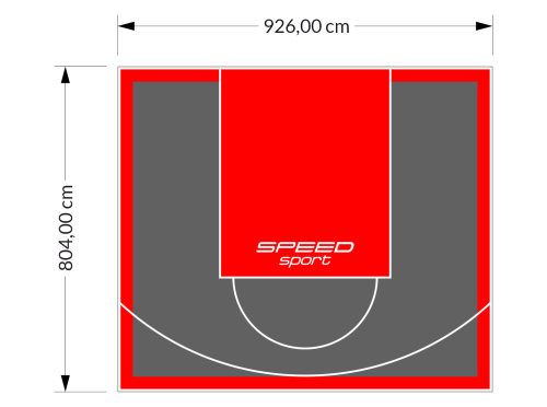 75M2/804X926CM GRAFITOWO-CZERWONE BOISKO DO KOSZYKÓWKI SPEEDSPORT HEXA POWER PRO