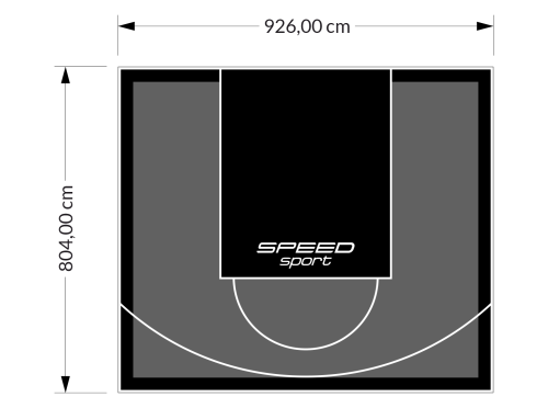 75M2/804X926CM GRAFITOWO-CZARNE BOISKO DO KOSZYKÓWKI SPEEDSPORT HEXA POWER PRO