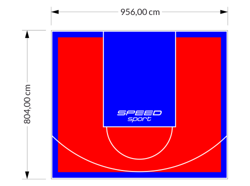 77M2/804X956CM CZERWONO-NIEBIESKIE BOISKO DO KOSZYKÓWKI SPEEDSPORT HEXA POWER PRO