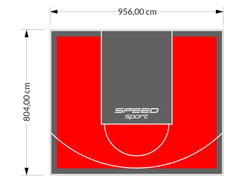 77M2/804X956CM CZERWONO-GRAFITOWE BOISKO DO KOSZYKÓWKI SPEEDSPORT HEXA POWER PRO