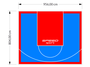 77M2/804X956CM BŁĘKITNO-CZERWONE BOISKO DO KOSZYKÓWKI SPEEDSPORT HEXA POWER PRO