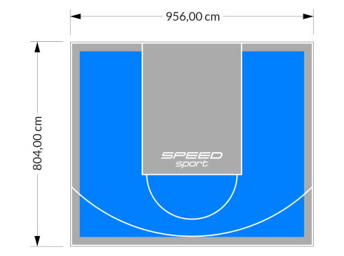 77M2/804X956CM BŁĘKITNO-SZARE BOISKO DO KOSZYKÓWKI SPEEDSPORT HEXA POWER PRO