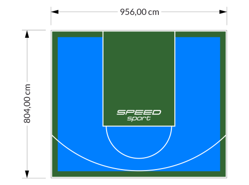 77M2/804X956CM BŁĘKITNO-ZIELONE BOISKO DO KOSZYKÓWKI SPEEDSPORT HEXA POWER PRO