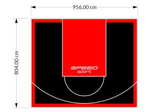 77M2/804X956CM CZARNO-CZERWONE BOISKO DO KOSZYKÓWKI SPEEDSPORT HEXA POWER PRO