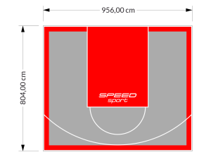 77M2/804X956CM SZARO-CZERWONE BOISKO DO KOSZYKÓWKI SPEEDSPORT HEXA POWER PRO