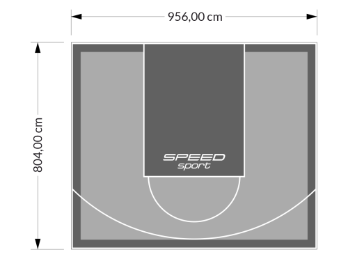 77M2/804X956CM SZARO-GRAFITOWE BOISKO DO KOSZYKÓWKI SPEEDSPORT HEXA POWER PRO