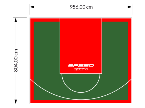 77M2/804X956CM ZIELONO-CZERWONE BOISKO DO KOSZYKÓWKI SPEEDSPORT HEXA POWER PRO