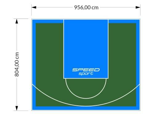 77M2/804X956CM ZIELONO-BŁĘKITNE BOISKO DO KOSZYKÓWKI SPEEDSPORT HEXA POWER PRO