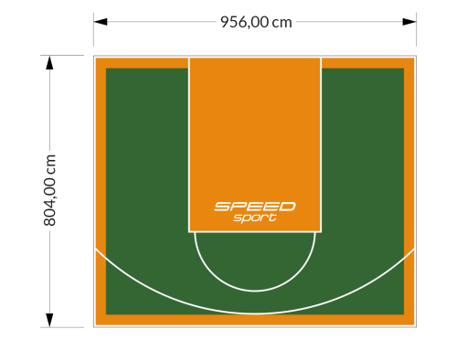 77M2/804X956CM ZIELONO-POMARAŃCZOWE BOISKO DO KOSZYKÓWKI SPEEDSPORT HEXA POWER PRO