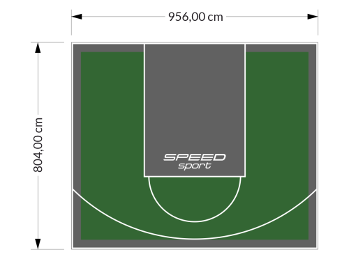 77M2/804X956CM ZIELONO-GRAFITOWE BOISKO DO KOSZYKÓWKI SPEEDSPORT HEXA POWER PRO