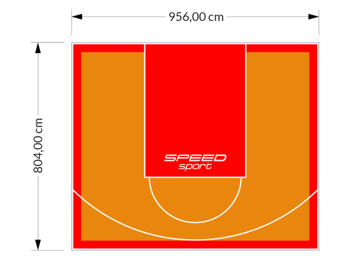 77M2/804X956CM POMARAŃCZOWO-CZERWONE BOISKO DO KOSZYKÓWKI SPEEDSPORT HEXA POWER PRO