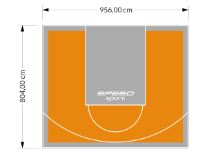 77M2/804X956CM POMARAŃCZOWO-SZARE BOISKO DO KOSZYKÓWKI SPEEDSPORT HEXA POWER PRO