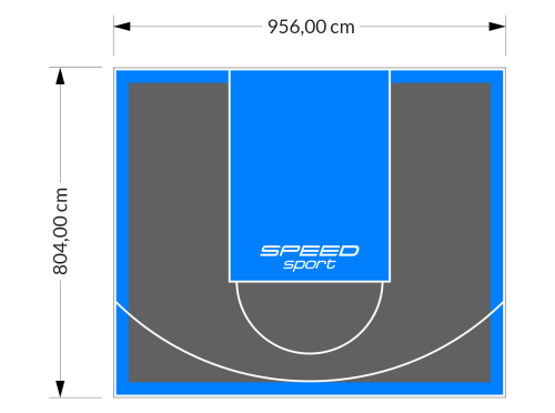 77M2/804X956CM GRAFITOWO-BŁĘKITNE BOISKO DO KOSZYKÓWKI SPEEDSPORT HEXA POWER PRO