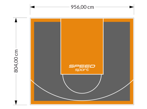 77M2/804X956CM GRAFITOWO-POMARAŃCZOWE BOISKO DO KOSZYKÓWKI SPEEDSPORT HEXA POWER PRO