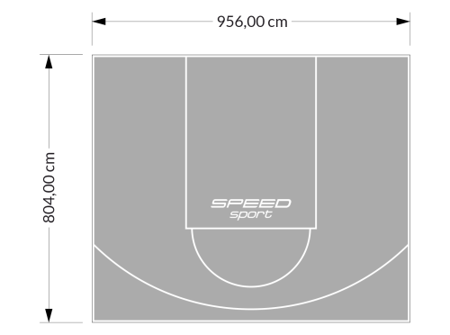 77M2/804X956CM SZARE BOISKO DO KOSZYKÓWKI SPEEDSPORT HEXA POWER PRO