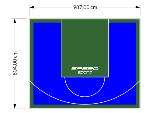 79M2/804X987CM NIEBIESKO-ZIELONE BOISKO DO KOSZYKÓWKI SPEEDSPORT HEXA POWER PRO