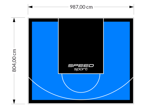 79M2/804X987CM BŁĘKITNO-CZARNE BOISKO DO KOSZYKÓWKI SPEEDSPORT HEXA POWER PRO