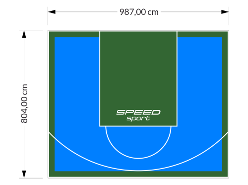 79M2/804X987CM BŁĘKITNO-ZIELONE BOISKO DO KOSZYKÓWKI SPEEDSPORT HEXA POWER PRO