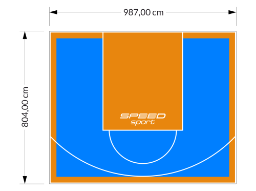 79M2/804X987CM BŁĘKITNO-POMARAŃCZOWE BOISKO DO KOSZYKÓWKI SPEEDSPORT HEXA POWER PRO