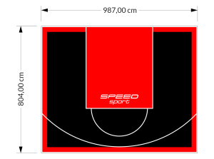 79M2/804X987CM CZARNO-CZERWONE BOISKO DO KOSZYKÓWKI SPEEDSPORT HEXA POWER PRO