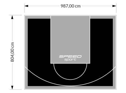 79M2/804X987CM CZARNO-SZARE BOISKO DO KOSZYKÓWKI SPEEDSPORT HEXA POWER PRO