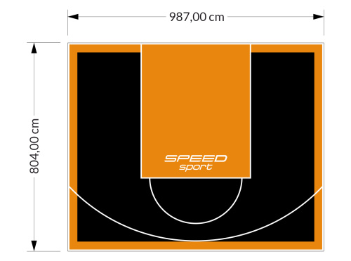 79M2/804X987CM CZARNO-POMARAŃCZOWE BOISKO DO KOSZYKÓWKI SPEEDSPORT HEXA POWER PRO