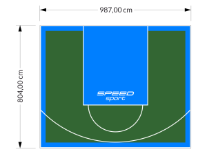 79M2/804X987CM ZIELONO-BŁĘKITNE BOISKO DO KOSZYKÓWKI SPEEDSPORT HEXA POWER PRO