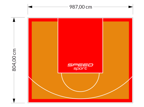 79M2/804X987CM POMARAŃCZOWO-CZERWONE BOISKO DO KOSZYKÓWKI SPEEDSPORT HEXA POWER PRO