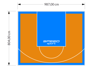 79M2/804X987CM POMARAŃCZOWO-BŁĘKITNE BOISKO DO KOSZYKÓWKI SPEEDSPORT HEXA POWER PRO