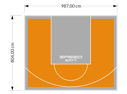 79M2/804X987CM POMARAŃCZOWO-SZARE BOISKO DO KOSZYKÓWKI SPEEDSPORT HEXA POWER PRO