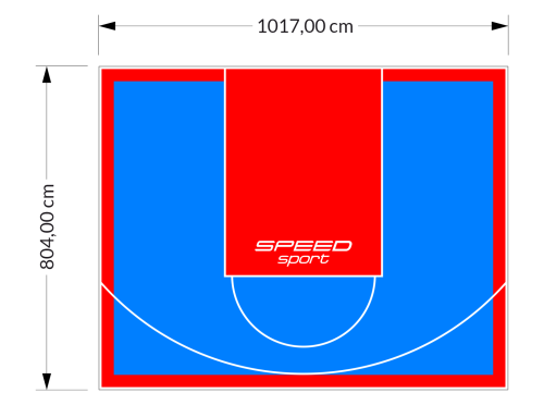 82M2/804X1017CM BŁĘKITNO-CZERWONE BOISKO DO KOSZYKÓWKI SPEEDSPORT HEXA POWER PRO