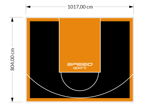82M2/804X1017CM CZARNO-POMARAŃCZOWE BOISKO DO KOSZYKÓWKI SPEEDSPORT HEXA POWER PRO