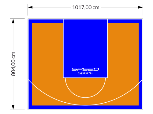 82M2/804X1017CM POMARAŃCZOWO-NIEBIESKIE BOISKO DO KOSZYKÓWKI SPEEDSPORT HEXA POWER PRO