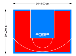 84M2/804X1048CM CZERWONO-BŁĘKITNE BOISKO DO KOSZYKÓWKI SPEEDSPORT HEXA POWER PRO