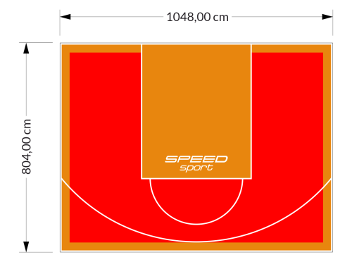 84M2/804X1048CM CZERWONO-POMARAŃCZOWE BOISKO DO KOSZYKÓWKI SPEEDSPORT HEXA POWER PRO