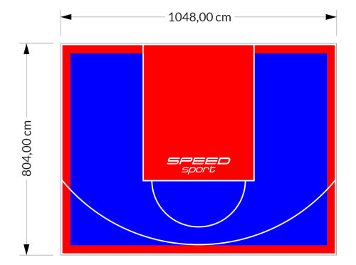 84M2/804X1048CM NIEBIESKO-CZERWONE BOISKO DO KOSZYKÓWKI SPEEDSPORT HEXA POWER PRO