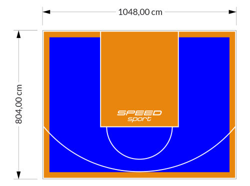 84M2/804X1048CM NIEBIESKO-POMARAŃCZOWE BOISKO DO KOSZYKÓWKI SPEEDSPORT HEXA POWER PRO