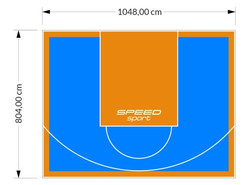84M2/804X1048CM BŁĘKITNO-POMARAŃCZOWE BOISKO DO KOSZYKÓWKI SPEEDSPORT HEXA POWER PRO