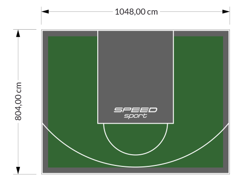 84M2/804X1048CM ZIELONO-GRAFITOWE BOISKO DO KOSZYKÓWKI SPEEDSPORT HEXA POWER PRO