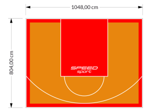 84M2/804X1048CM POMARAŃCZOWO-CZERWONE BOISKO DO KOSZYKÓWKI SPEEDSPORT HEXA POWER PRO