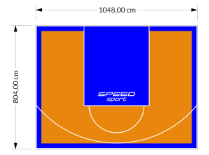 84M2/804X1048CM POMARAŃCZOWO-NIEBIESKIE BOISKO DO KOSZYKÓWKI SPEEDSPORT HEXA POWER PRO