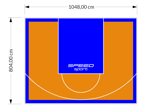 84M2/804X1048CM POMARAŃCZOWO-NIEBIESKIE BOISKO DO KOSZYKÓWKI SPEEDSPORT HEXA POWER PRO