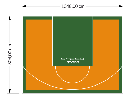 84M2/804X1048CM POMARAŃCZOWO-ZIELONE BOISKO DO KOSZYKÓWKI SPEEDSPORT HEXA POWER PRO