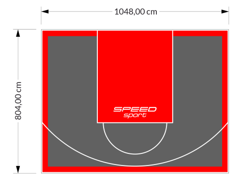 84M2/804X1048CM GRAFITOWO-CZERWONE BOISKO DO KOSZYKÓWKI SPEEDSPORT HEXA POWER PRO