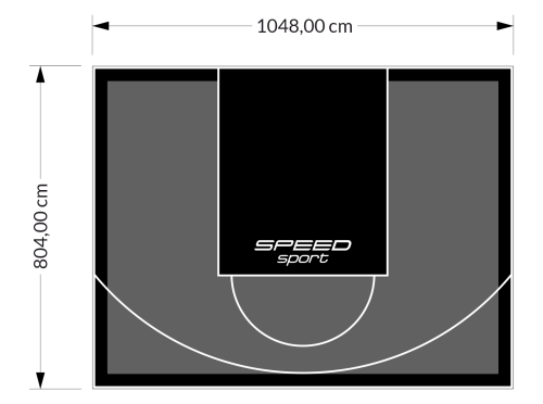 84M2/804X1048CM GRAFITOWO-CZARNE BOISKO DO KOSZYKÓWKI SPEEDSPORT HEXA POWER PRO