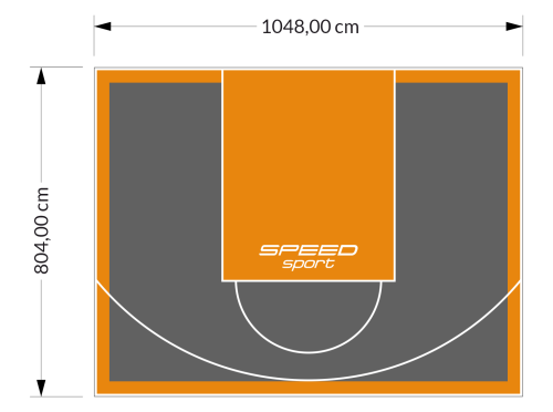 84M2/804X1048CM GRAFITOWO-POMARAŃCZOWE BOISKO DO KOSZYKÓWKI SPEEDSPORT HEXA POWER PRO