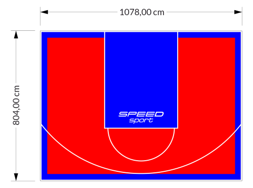 87M2/804X1078CM CZERWONO-NIEBIESKIE BOISKO DO KOSZYKÓWKI SPEEDSPORT HEXA POWER PRO